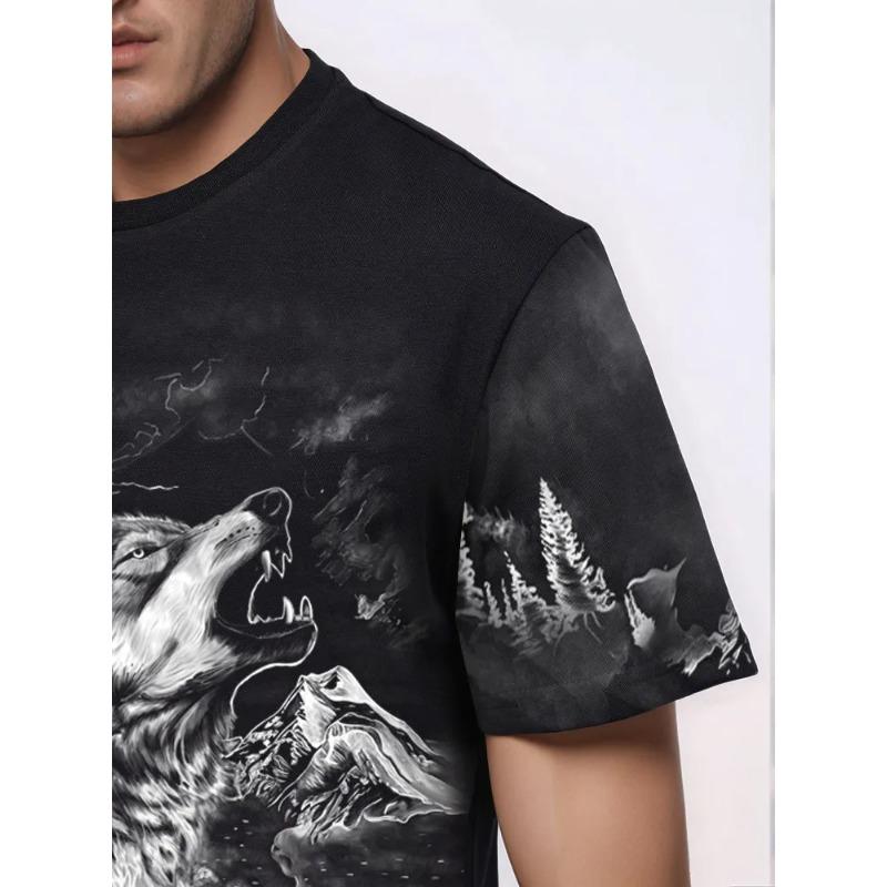 Men's Clothing 3D Wolf Print Summer Man Clothes O-Neck Men's Short Sleeve T-Shirt Loose Men's Funny T-Shirts