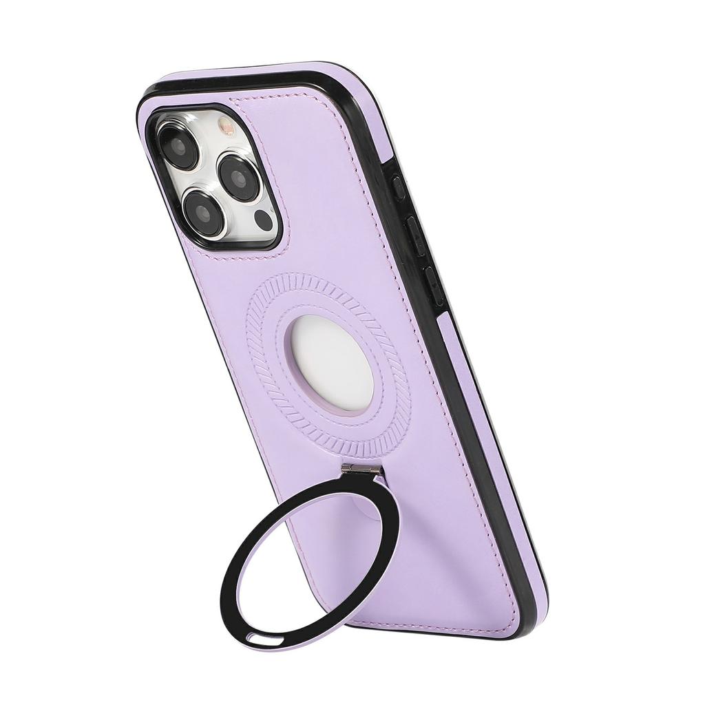 For iPhone 13 Pro Max Case Magnetic Kickstand PU Leather Coated PC + TPU Phone Cover