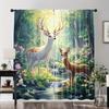 Set Of 2 Elegant Spring Floral Wild Elk Design Curtains Polyester Uv Filter Ideal Living Room Decor Curtain Machine Washable Perfect For