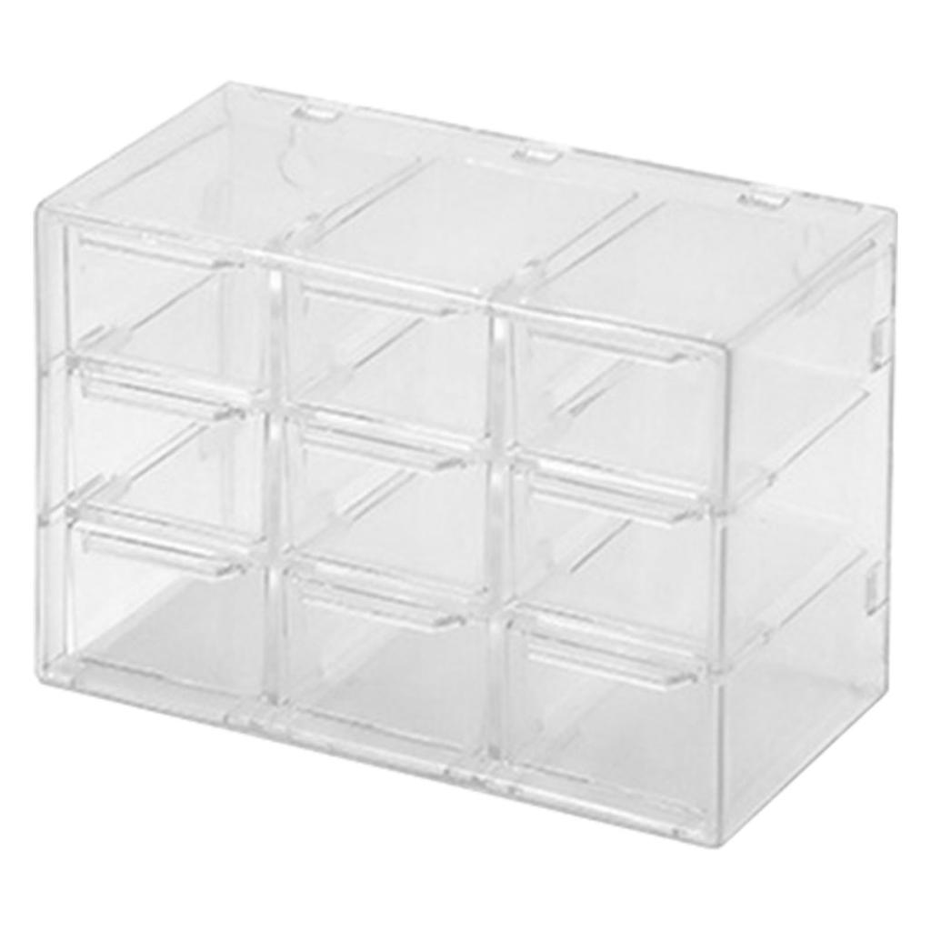Grid Storage Box Dustproof Transparent Plastic Container Organizer for Jewelry Necklace DIY Art Craft 9 Compartments