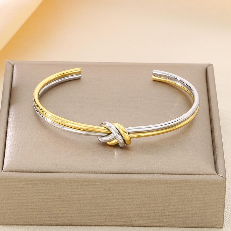18K Gold-Plated Twisted Knot Stainless Steel Bracelet