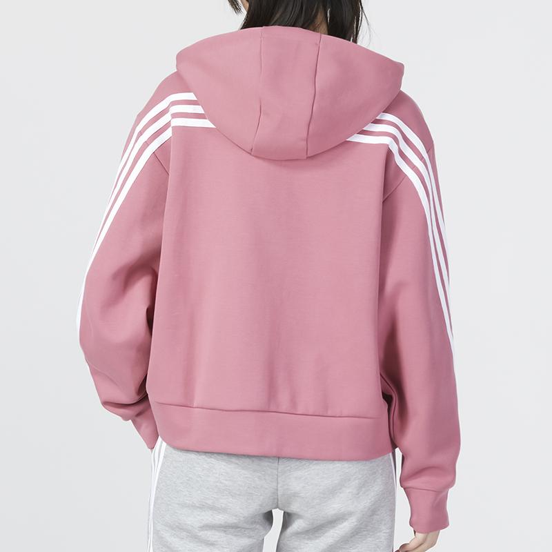 Adidas Striped Splice Casual Zip Hoodie Jacket Women Outerwear Pink IB8513