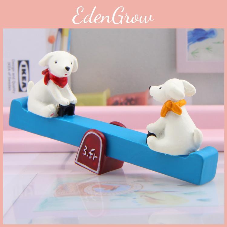 Garden Planning Resin Dog Seesaw Cartoon Figure With Kawaii Style For Home And Business Decor