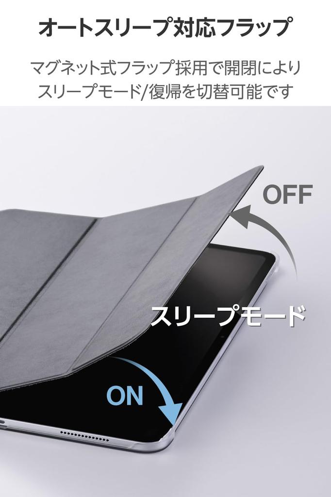 Elecom IPad Pro Case Cover with Two Adjustable Angle Clear Sleep 13-inch (M4) Settings, Flap, Mode, Black, TB-A25PLWVBK