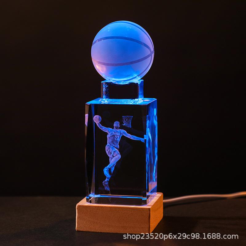 Crystal Engraved Kobe Basketball Star Luminous Night Light