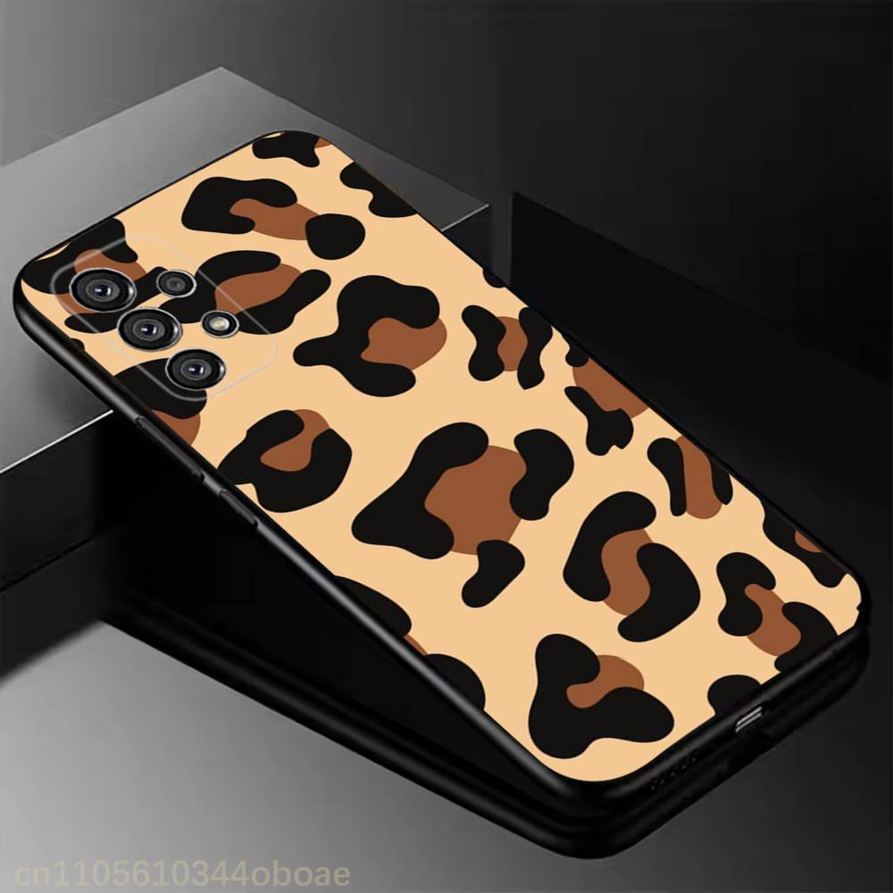 Fashion Leopard Print Phone Case For Samsung Galaxy A13,21s,22,31,32,52,53,71,80,A91 Soft Black Shell