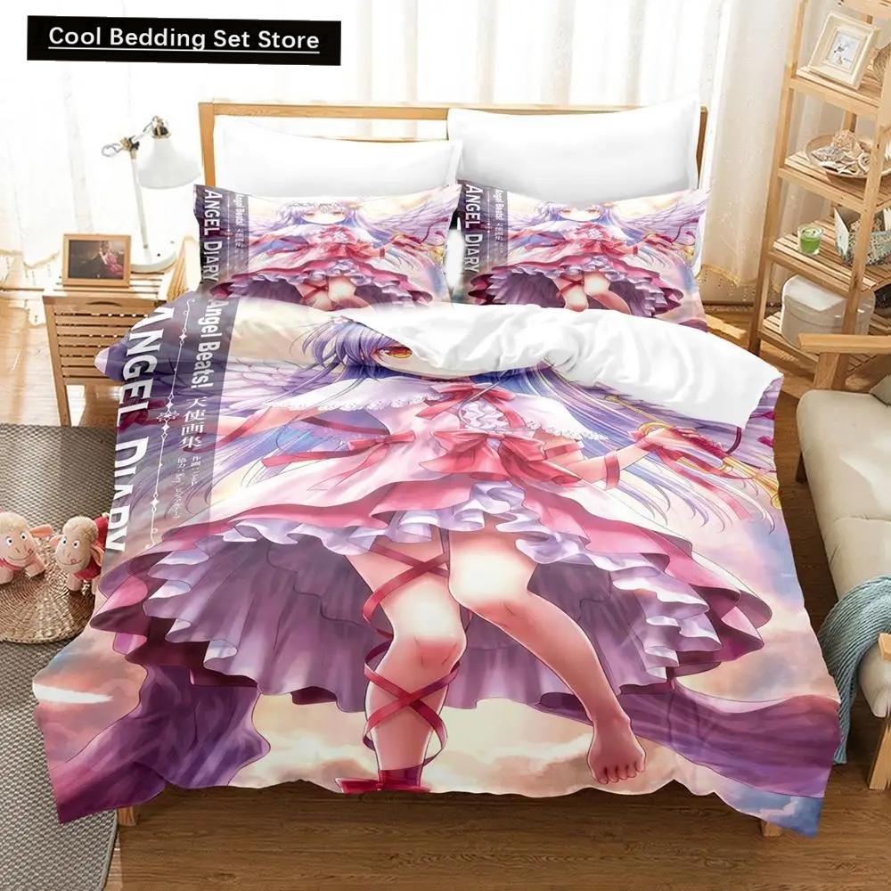 3D-Druck Anime Angel Beats Bettwäsche-Set Bettbezug Bettset Bettbezug Kissenbezug Bettdecke King Queen Size Jungen Erwachsene Bettwäsche
