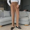 Men's Brown Slim Fit High-Waist Trousers - Naples Collection (Nine-Point, Straight Drape, Business Casual)