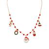 1 Christmas Cute Snowman Christmas Tree Gift Flower Knot Pendant Red Beaded Necklace Suitable for Holiday Celebrations