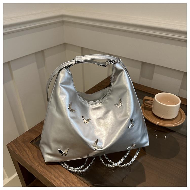 Casual Shoulder Large Capacity Solid Color 2025 New Summer Butterfly Fashion Commuting Single Shoulder Underarm Crossbody Bag