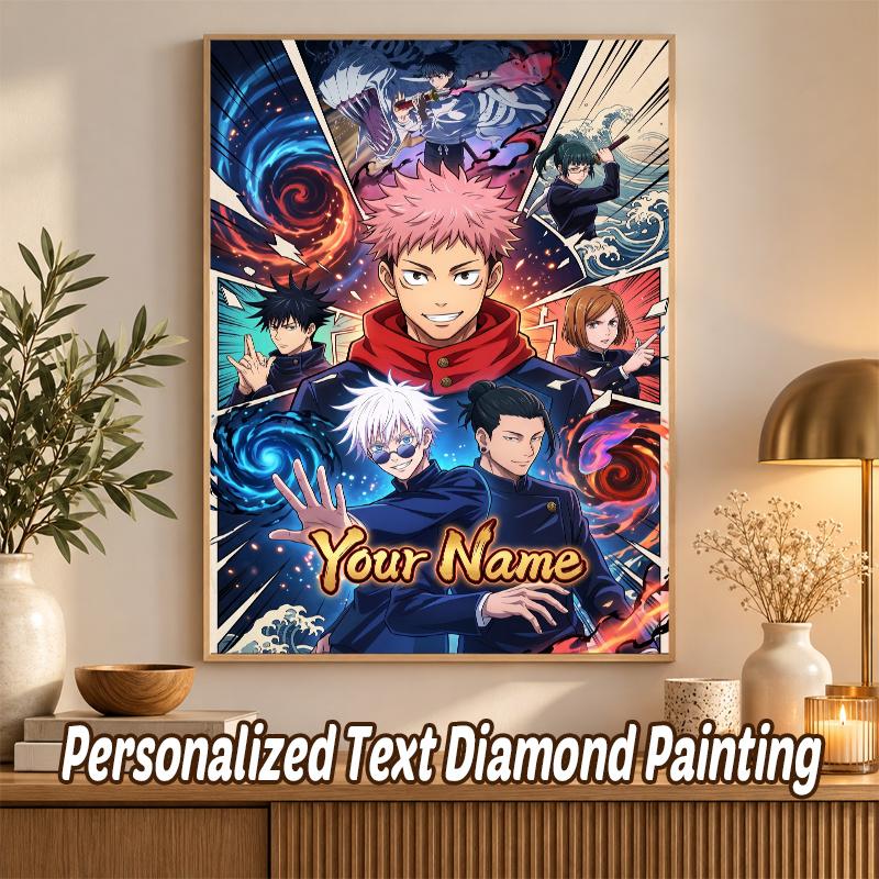 Jujutsu Kaisen Custom Name Text 5D Diamond Painting Kit DIY Full Drill Diamond Art Decoration