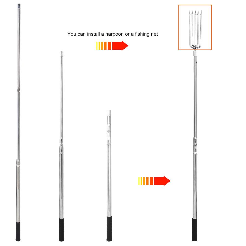 3Pcs 8mm Stainless Steel Harpoon Rod Diddle Net Stick Fishing Tackle 1.5M Length Three Sections