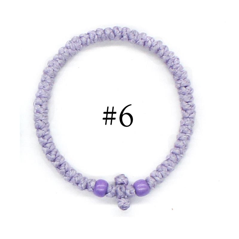 Eastern Orthodox Adjustable Prayer Rope, Hand Knotted Cord Bracelet With Geometric Cross Decor Unisex Multiple Color Options