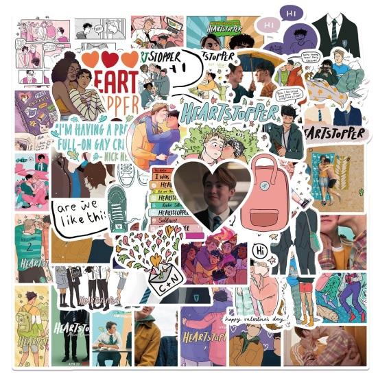 50 Stück Graffiti-Aufkleber Mehrzweck Dekorativ Wasserdicht Heartstopper Aufkleber Gepäck Laptop Aufkleber für Skateboard