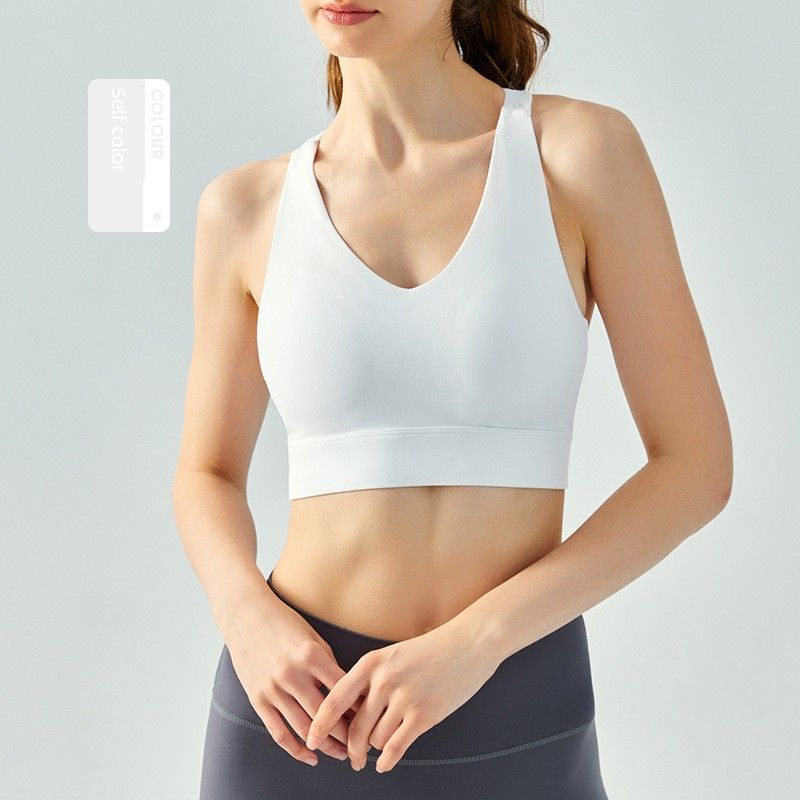 Fixed Cup with Chest Pad Summer Yoga Vest Exercise Strap Backless Bra Running Exercise Underwear Cycling Tops