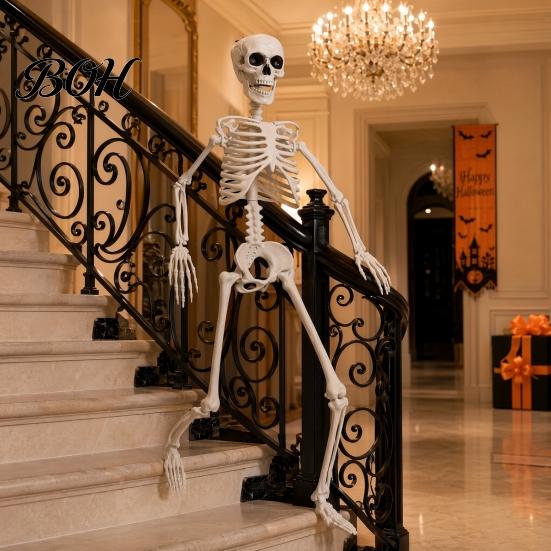 Halloween Skelett Dekoration 3ft Lebensgroßes Skelett, Vollkörper Posierbare Kunststoff Requisite, Realistische Verstellbare Figur Menschliche Knochen Modell für Garten