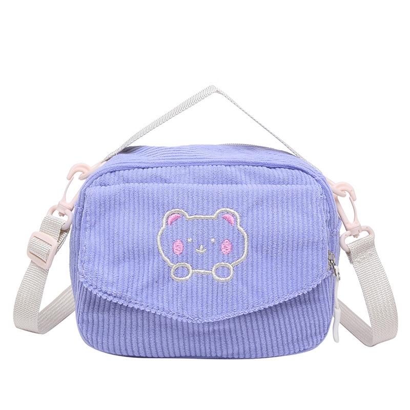 Corduroy Messenger Bag Female College Style Girl Sweet Small Square Baosen Series Retro Versatile Shoulder Messenger Bag