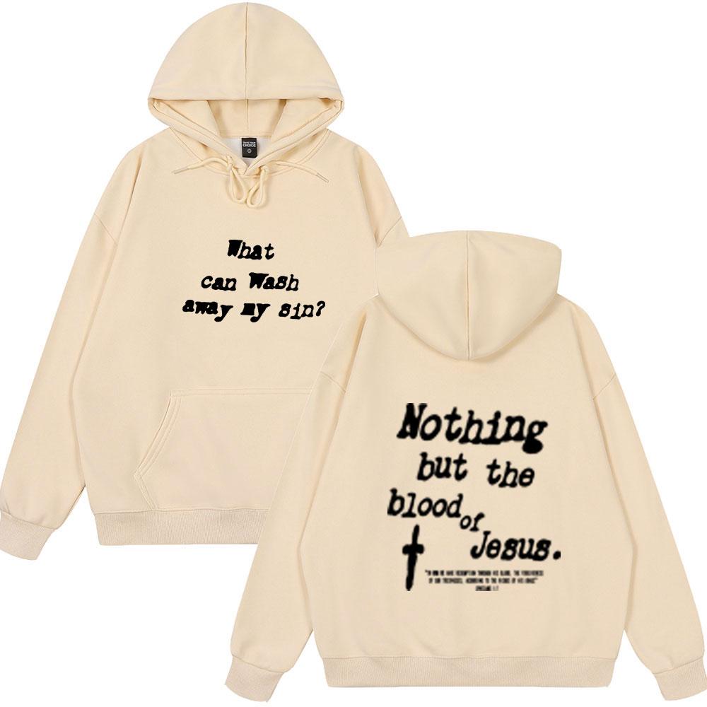 Tylko Krew Jezusa Chrześcijański Werset Biblijny Bluzy Męskie Damskie Moda Długi Rękaw Styl Oversize Dla Par Streetwear