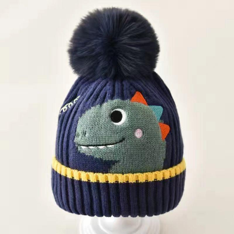Cappellino invernale per neonato berretto a forma di orso coreano cappello invernale in lana a maglia per bambini berretto tinta unita cappello invernale per neonato con paraorecchie