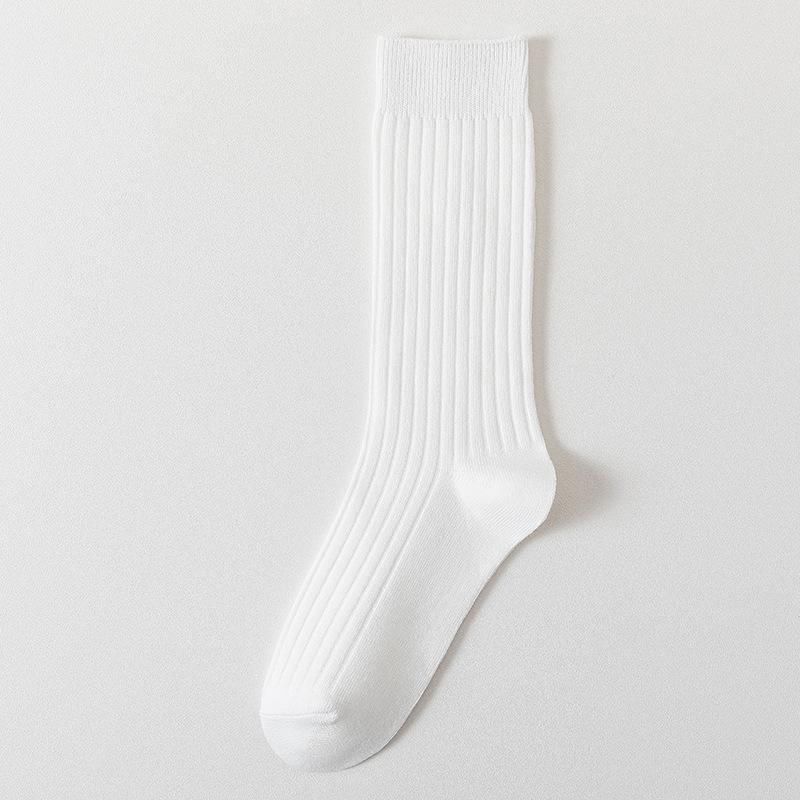 

Ladies Spring and Autumn Solid Color Medium Tube Pile Cotton Socks 1 pair белый
