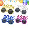 2026 Xmas Party Decoration Funny Glasses Number Eyeglasses 2026 Happy New Year Glasses Glitter Sunglasses Cosplay Prop