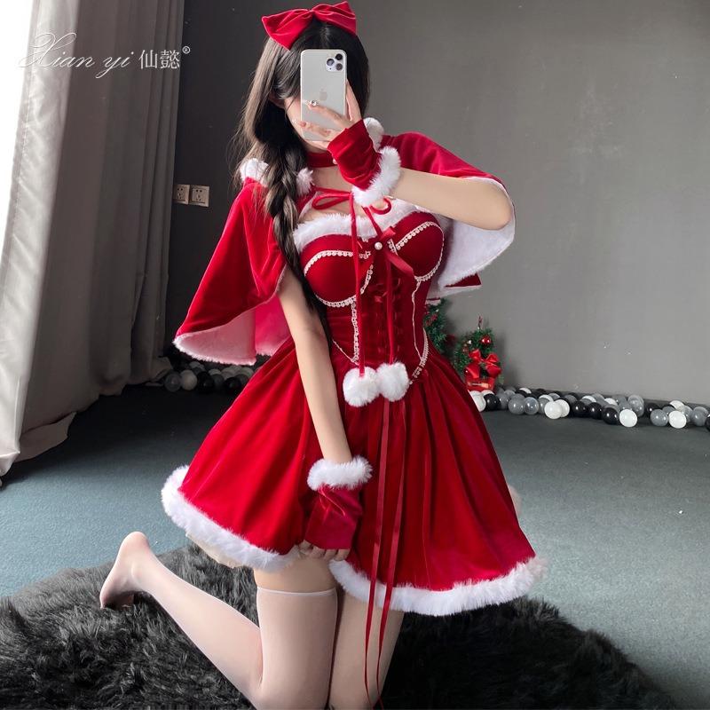 Christmas Costume with Chest Pad Performance Costume Cute Princess Dress Dress Christmas Dress