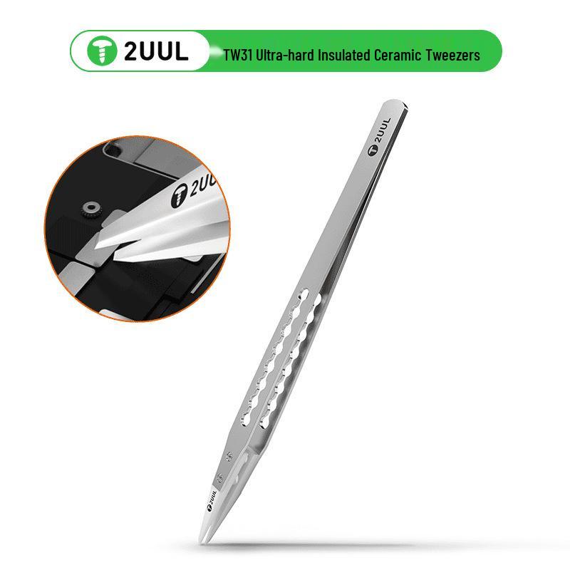 

2UUL TW31 Ceramic Tweezers: Anti-static, Heat Resistant, for Mobile Chip & Screw Repair