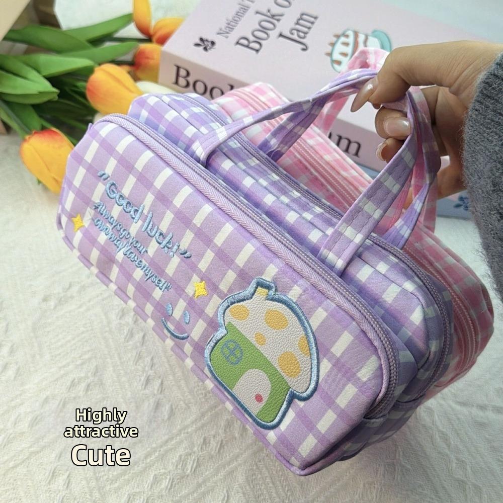 New Cute Design Stationery Pouch House Pattern Embroidery Style Pencil Case Large Capacity Stationery Bag School Use