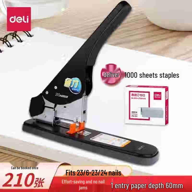 Deli Heavy Duty Long Arm Stapler, 210-Sheet Capacity