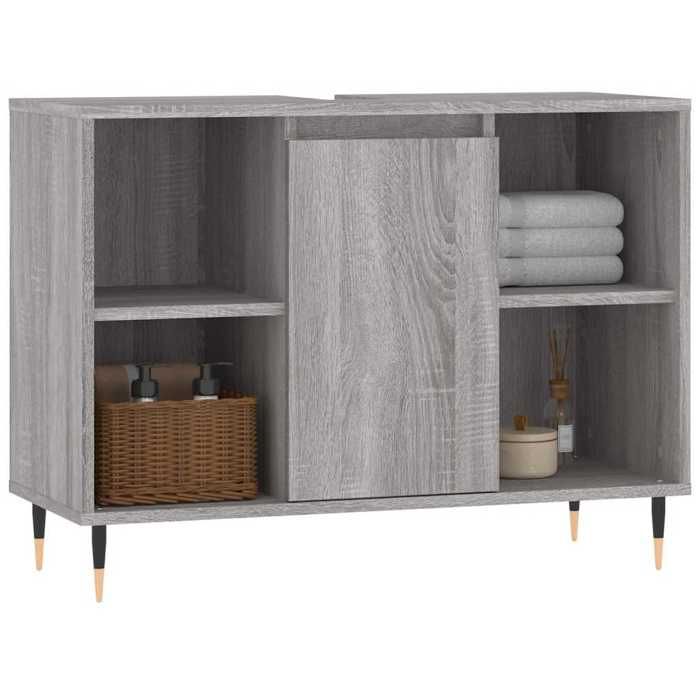 VidaXL Bathroom Cabinet Sonoma Grey 80x33x60 Cm Engineered Wood 831626
