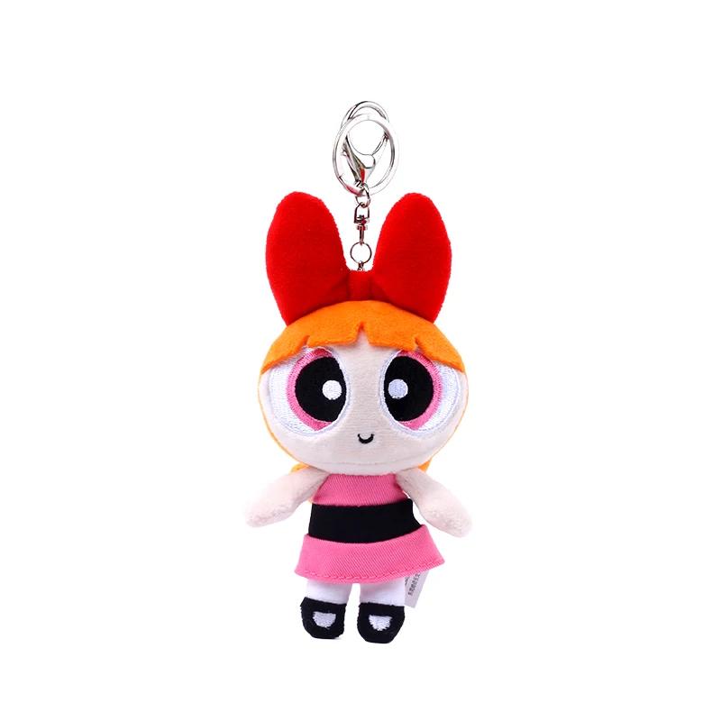 12cm Classic Powerpuff Girls Keychain Blossom Bubbles Buttercup Pp Cotton Filled Plush Keychain Cartoon Pendant Doll
