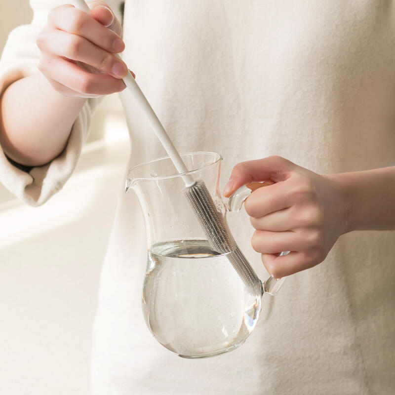 Domestic silicone plastic bottle brush kitchen dishwashing tumbler cleaning brush PET bottle brush gray