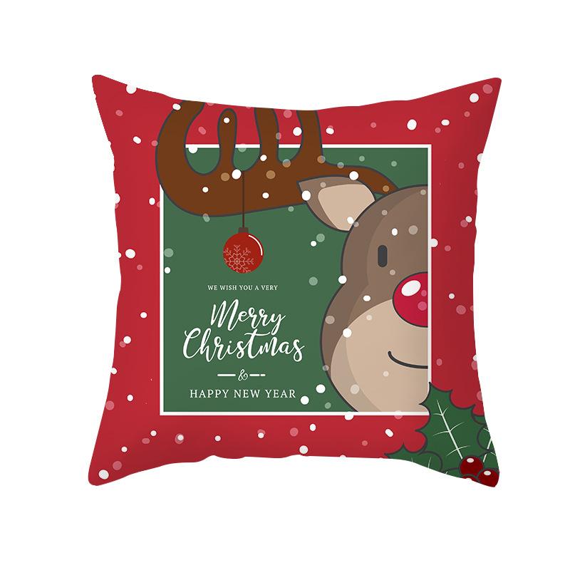 Christmas Pillow Case Wish Cartoon Print Peach Skin Christmas Pillow Home Sofa Cushion