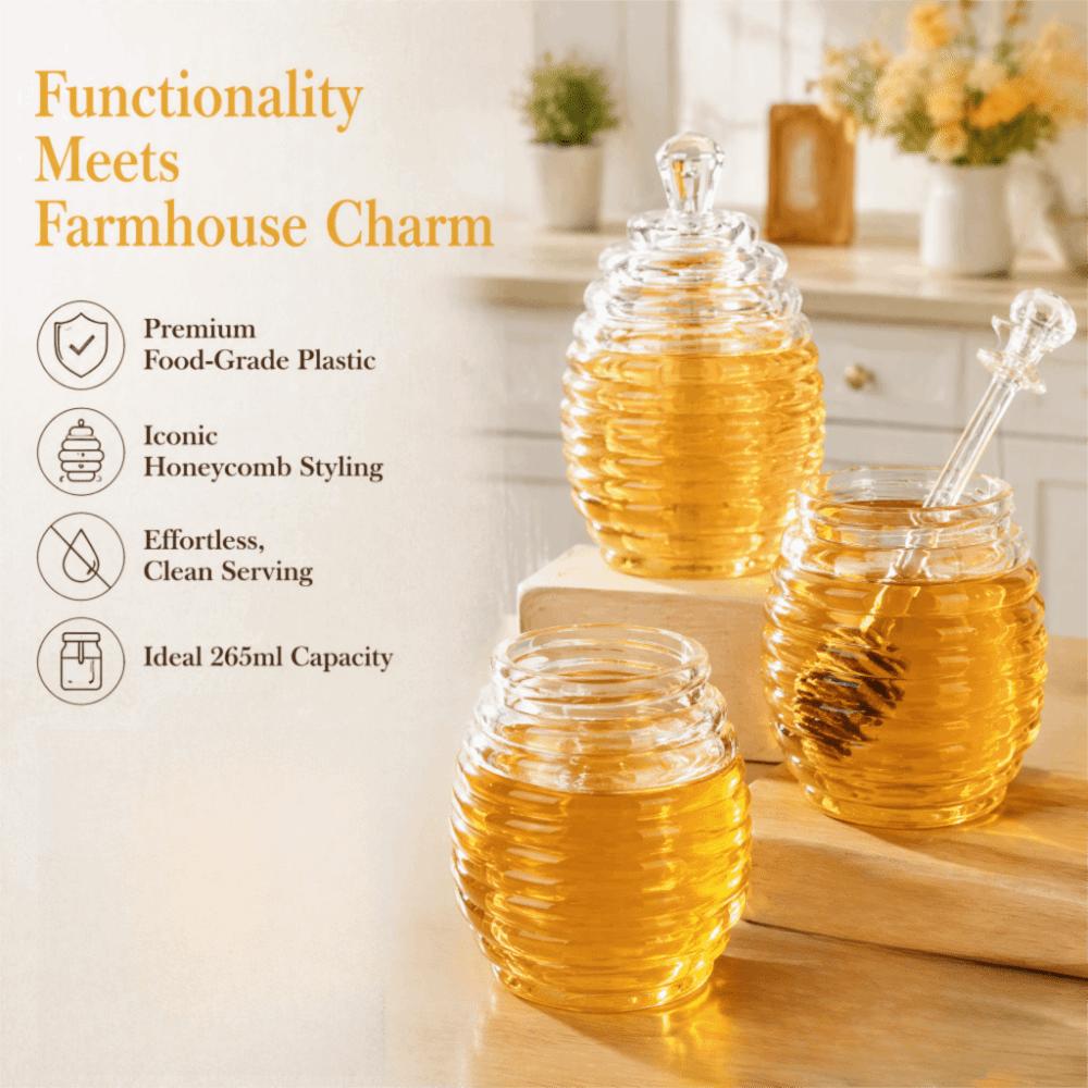 Transparent Honey Dispenser with Lid Honey Container Practical Honey Jar  Syrup Seasoning Storage