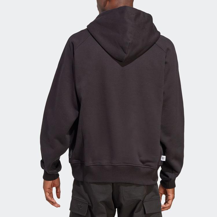 Adidas Originals Solid Color Logo Hoodie Pullover Men Tops Black IA2443
