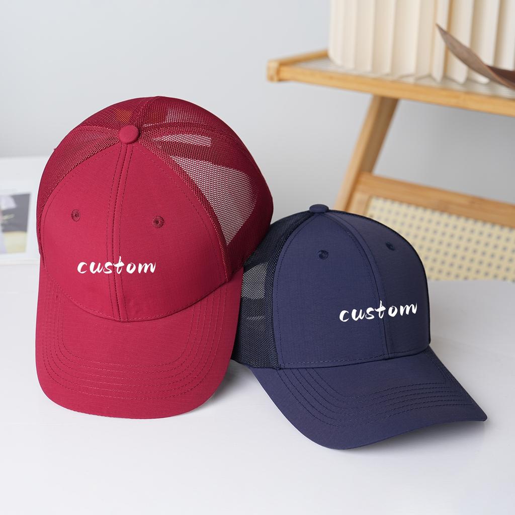 Customized Outdoor Polyester Hard Top Baseball Hat Trucker Cap Breathable Curved Brim Mesh Summer Sun Hat For Men Women