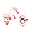 New Year Wooden Hanging Cute Burlap Christmas Tree Ornaments Party Decorations Pendants with Bells