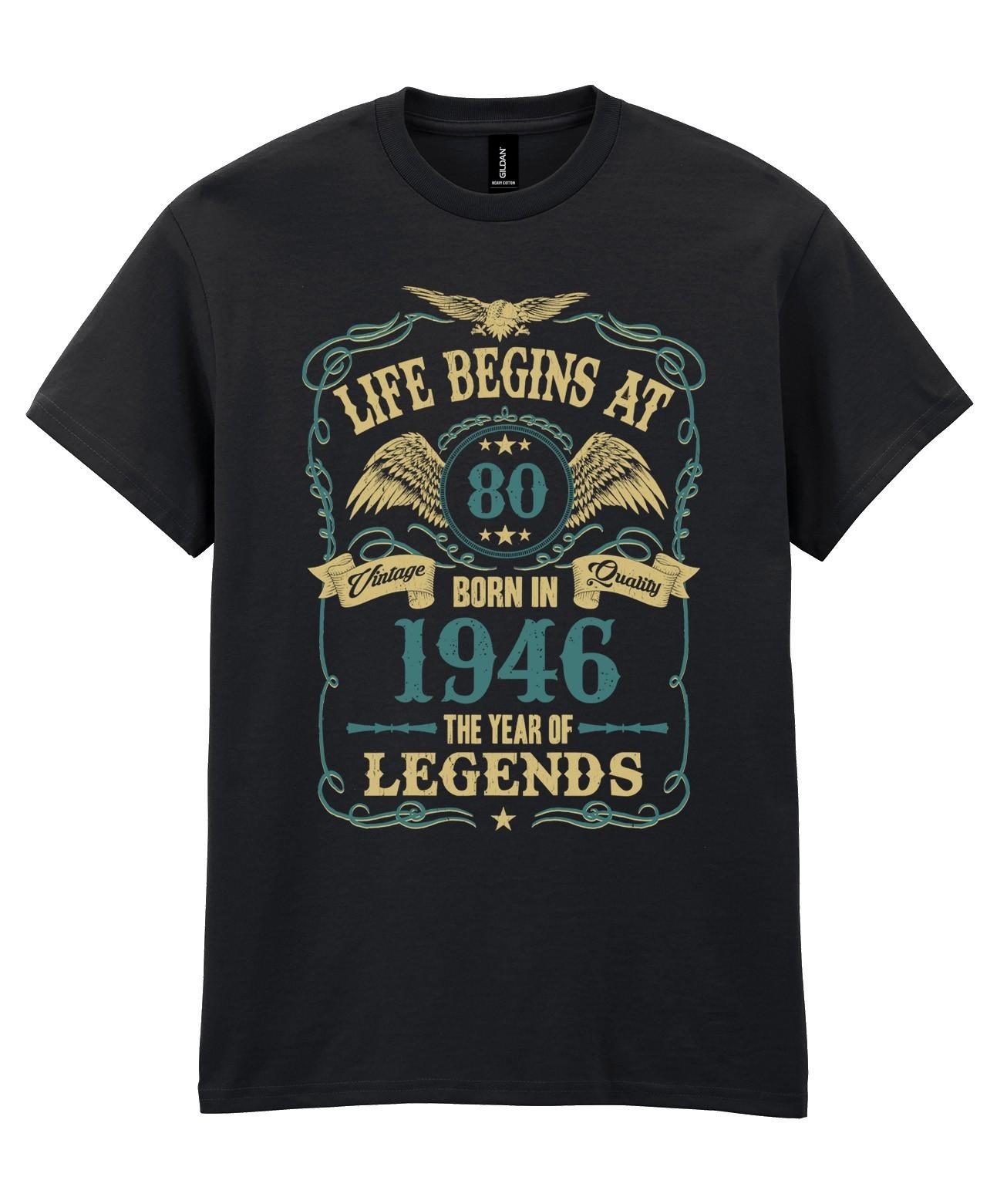 Life Begins at 80 T-Shirt Mens Funny Born In 1946 80th Birthday Gift Grandad Dad S