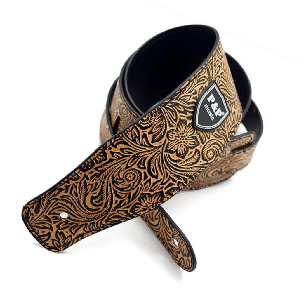 רצועת גיטרה רצועת כתף מתכווננת עור PU רך עמיד למים לנגינה נשיאה