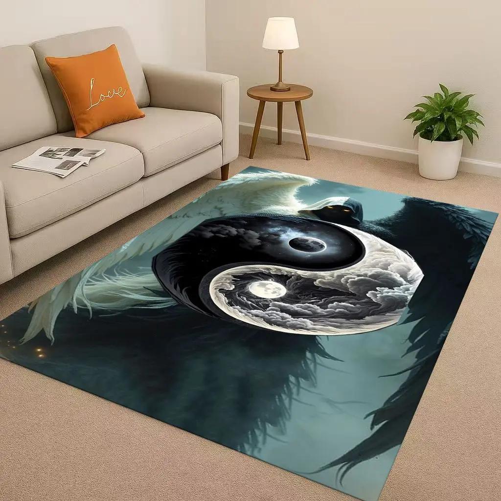 New Yin Yang Chinese Tai Chi Natural Balance Art Living Room Non-Slip Area Rug Soft Carpet for Bedroom Sofa,Home Decor Doormat