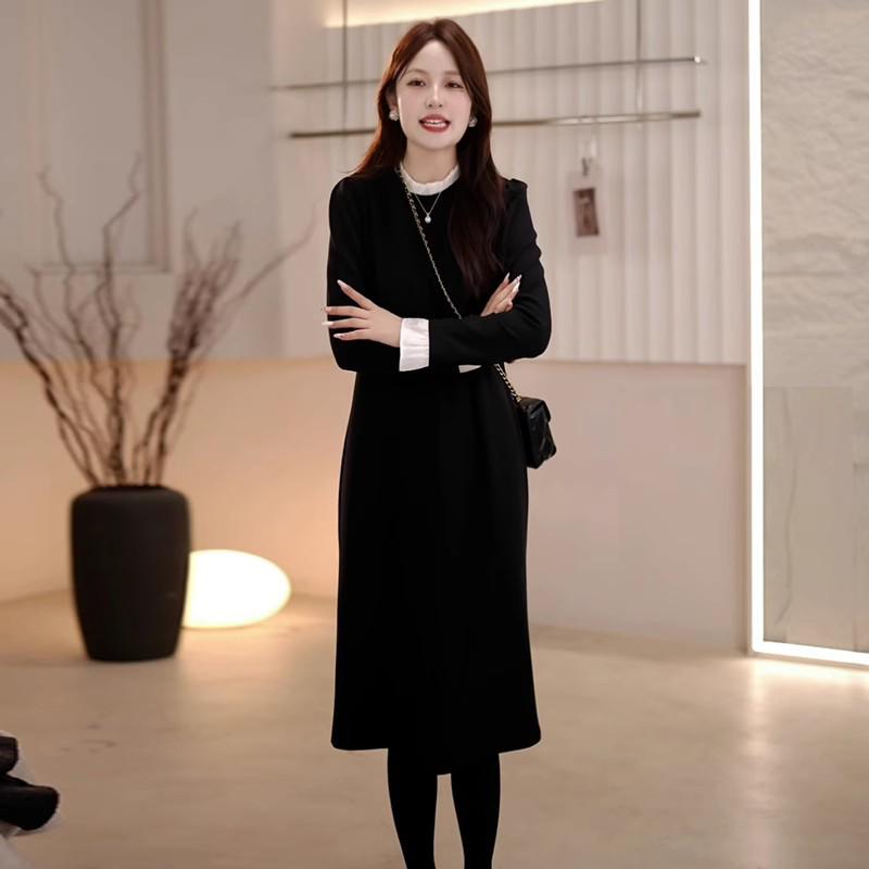 

Весеннее облегающее трикотажное платье больших размеров с длинным рукавом для женщин, 2025 2XL for 135-150 lbs