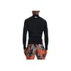 Under Armour Solid Color Logo Mock Neck Compression Long Sleeve Tee Men Tops Black 1366072-001