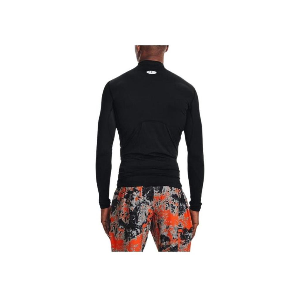 Under Armour Solid Color Logo Mock Neck Compression Long Sleeve Tee Men Tops Black 1366072-001