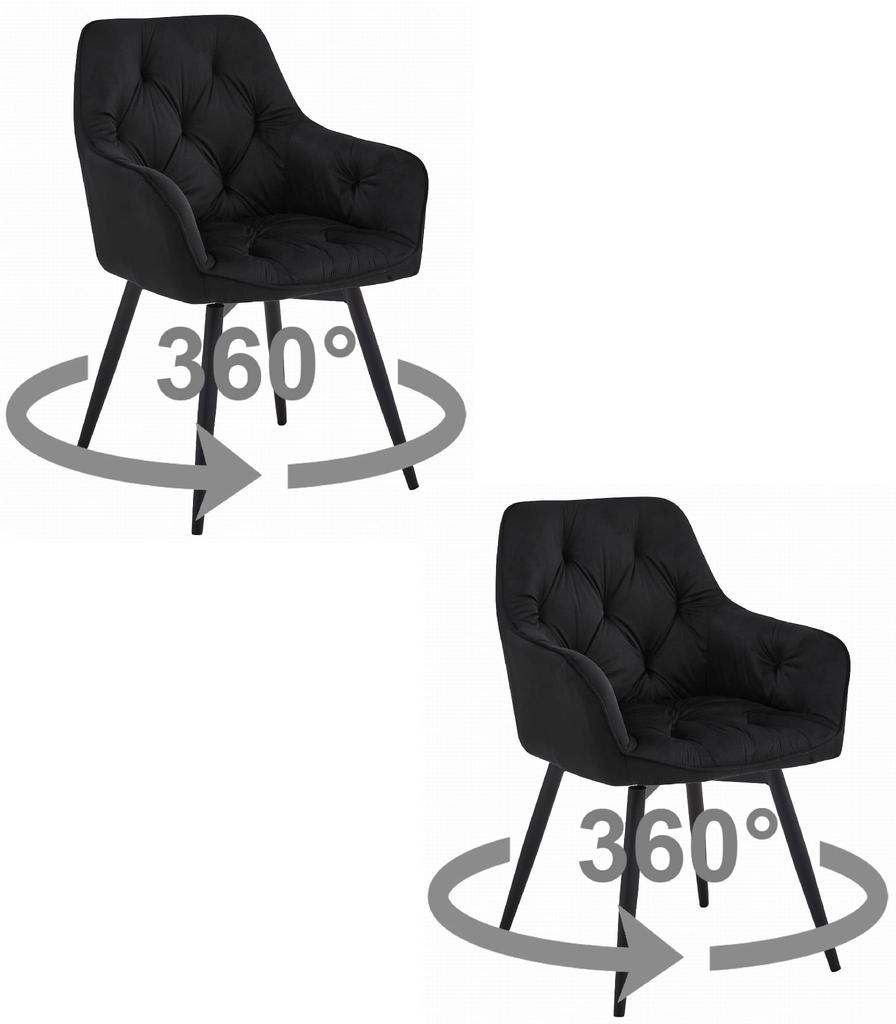 Jork360 Chair - Black Velvet / Black Legs X 2