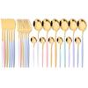 24Pcs Dinnerware Set Stainless Steel Tableware Knife Fork Tea Spoon Cutlery Set Multiple Colour Silverware Kitchen Flatware Set