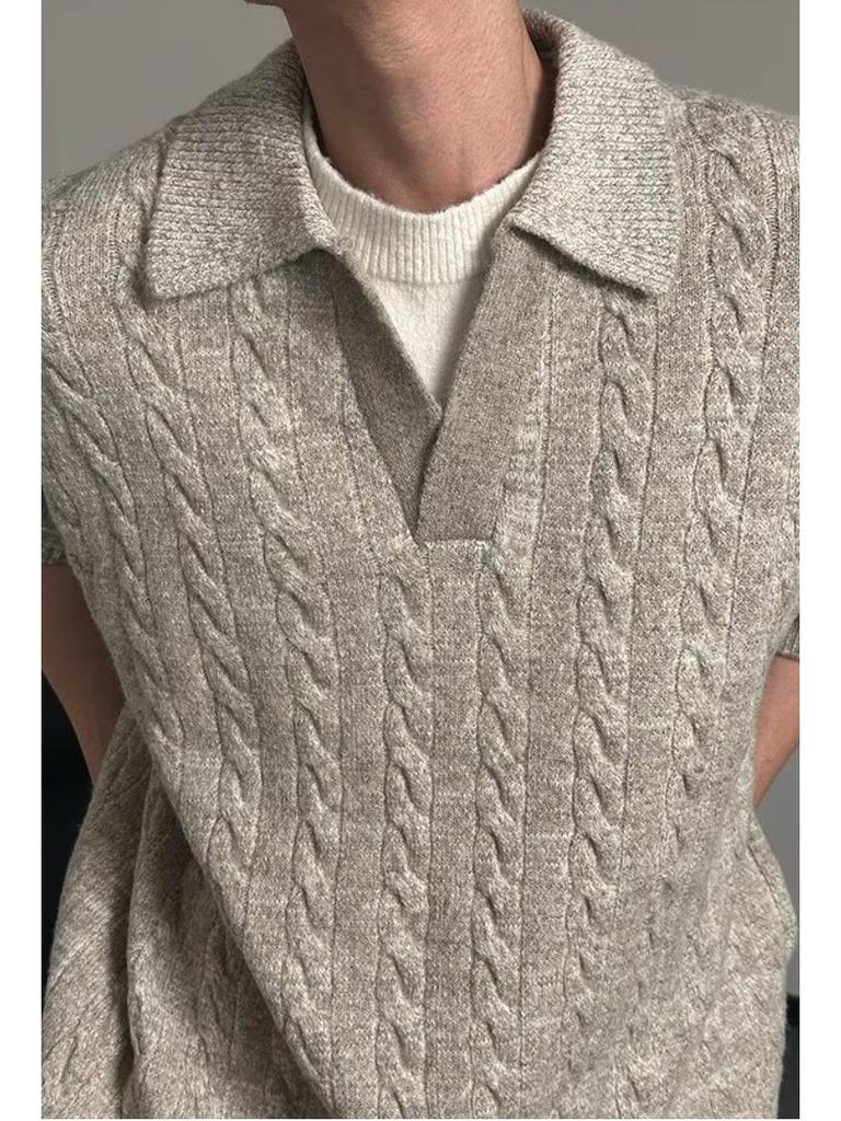 Herren Maillard-Farbe Zweiteiliger Strickpullover - High-End Herbst/Winter Revers-Pullover