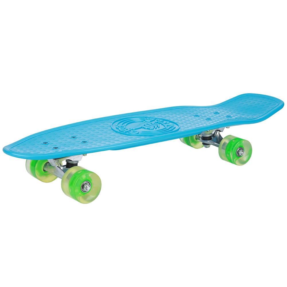 Four High Rebound PU Wheels Skateboarding Large Fish Boards Supply for Beginner Blue