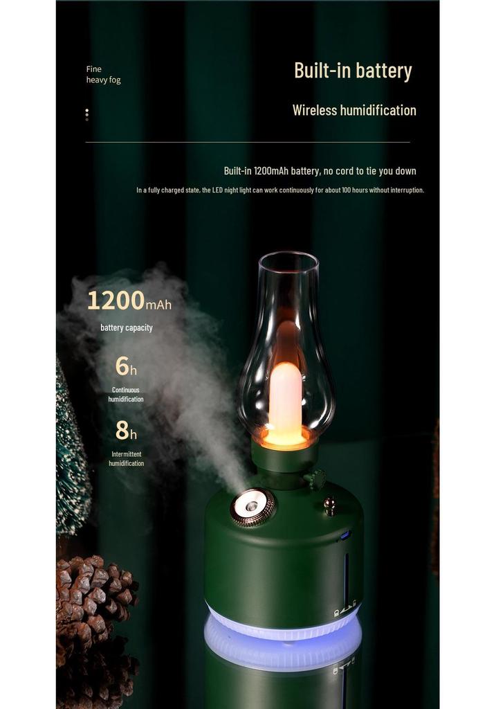 Retro USB Rechargeable Humidifier and Aroma Diffuser with Night Light