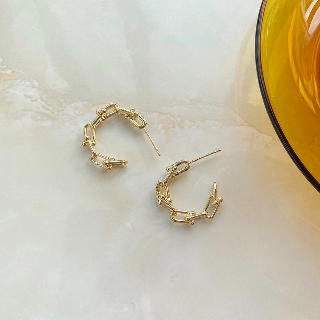 

Модные ювелирные изделия 14-каратное настоящее золото AAA циркон серьги-кольца щедрые С-образные полые женские повседневные универсальные серьги белый