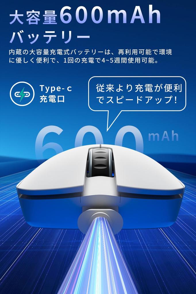 Wireless Bluetooth Gaming Mouse, Ultra-Lightweight 75g, Low Latency 1ms, Ultra-Fast, Durable, 8000DPI, Type-C, RGB Light, Optical Sensor, 5 Buttons,